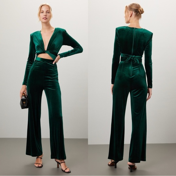 Bronx and Banco Cleopatra Jumpsuit in green Velvet Size: Small - Picture 1 of 4